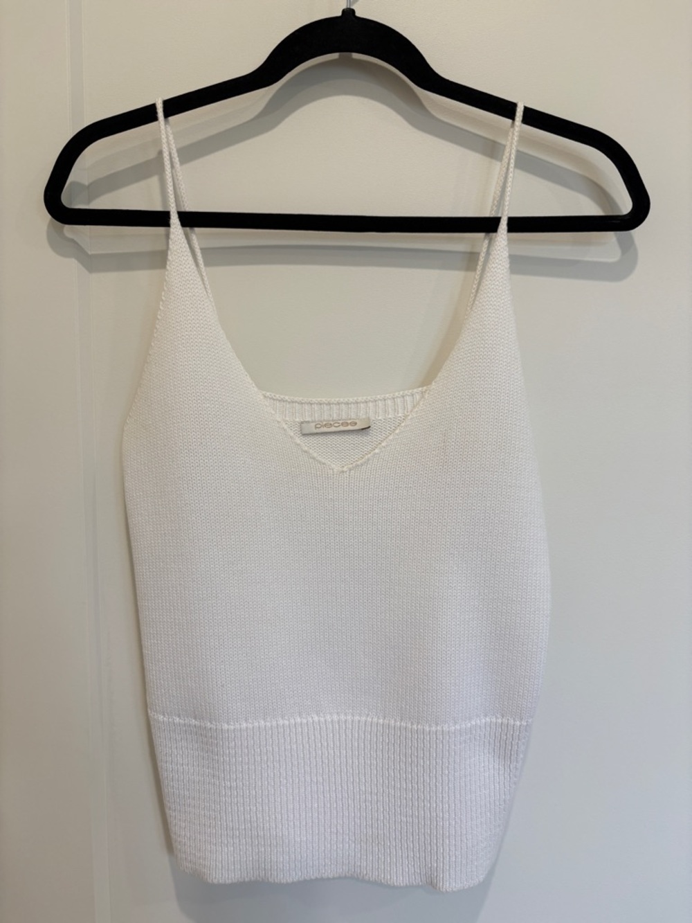 White V-Neck Knit Camisole Top